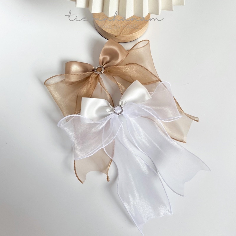 KẸP TÓC NƠ BÈO NHÚN TIỂU THƯ HÀN QUỐC PHỐI ĐÁ -[ Nhà Nấm handmade ]