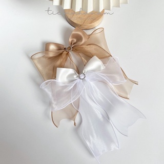 🎀 KẸP TÓC NƠ BÈO NHÚN TIỂU THƯ HÀN QUỐC PHỐI ĐÁ -[ Nhà Nấm handmade ]