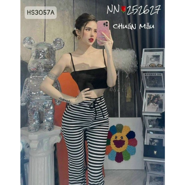 Quần ống loe cạp cao kèm áo siêu hot