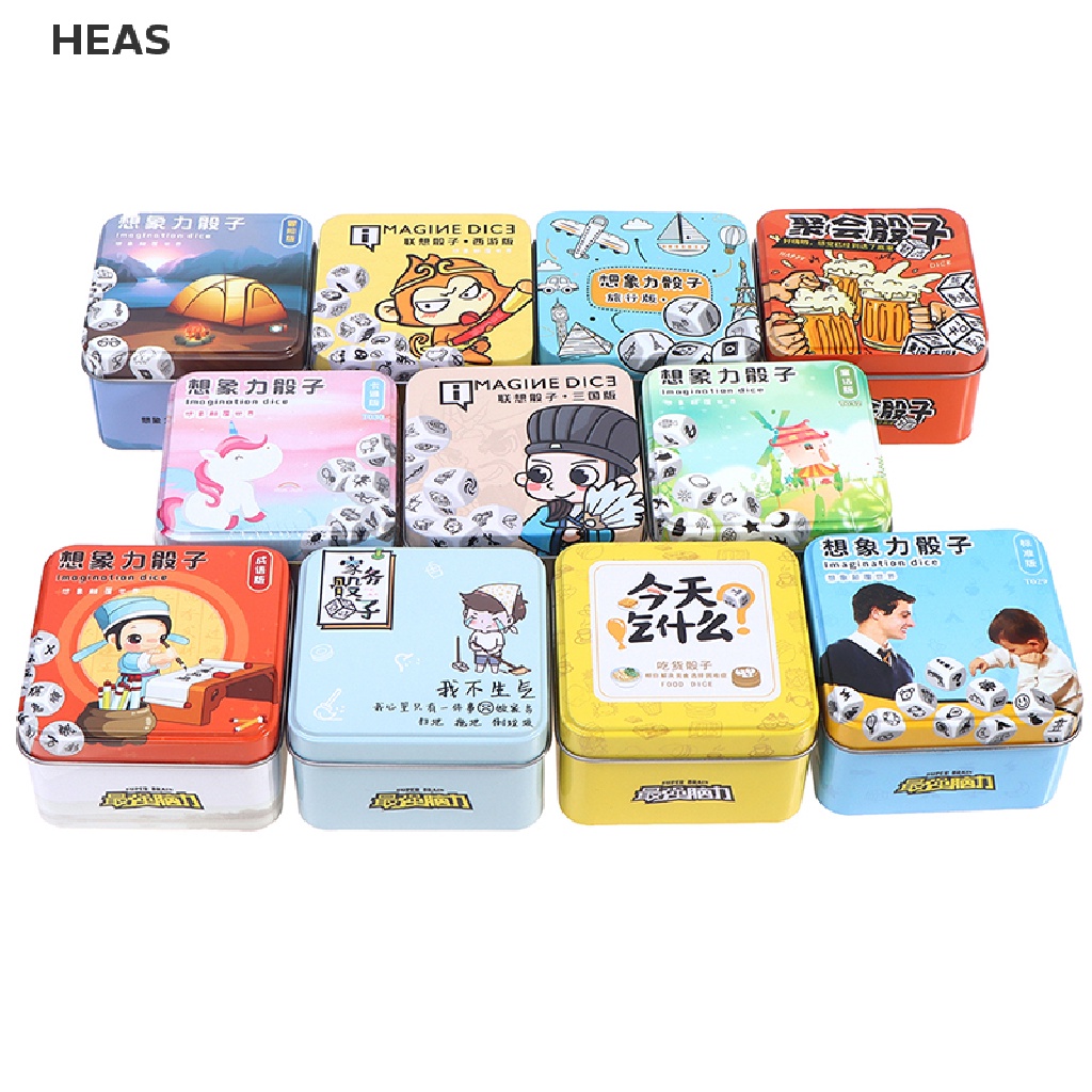 He Story Dice Puzzle Board Game Telling Story Metal Boxes  with Children Game id
