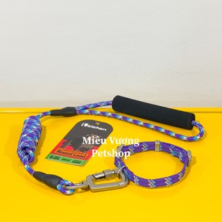Set dây kèm vòng cổ xoắn siêu cao cấp Zichen thổ cẩm cho chó mèo [Màu ngẫu nhiên]
