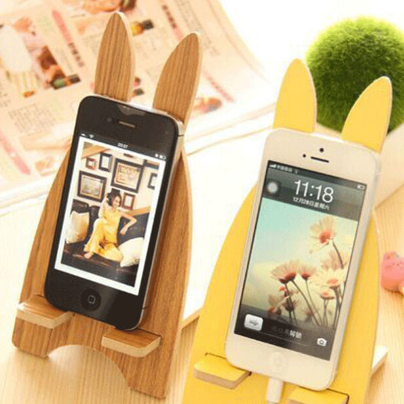 Creative Fashion Mobile Phone Holder Lazy Cute Cartoon Phone Holder Usrvich Wooden Desktop Rechargeable