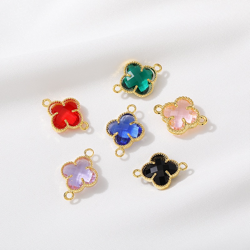 █A.ιA゜14K Vàng●1 Miếng°Dây Chuyền Mạ Vàng 18k Mặt Cỏ Bốn Lá Đính Đá Zircon