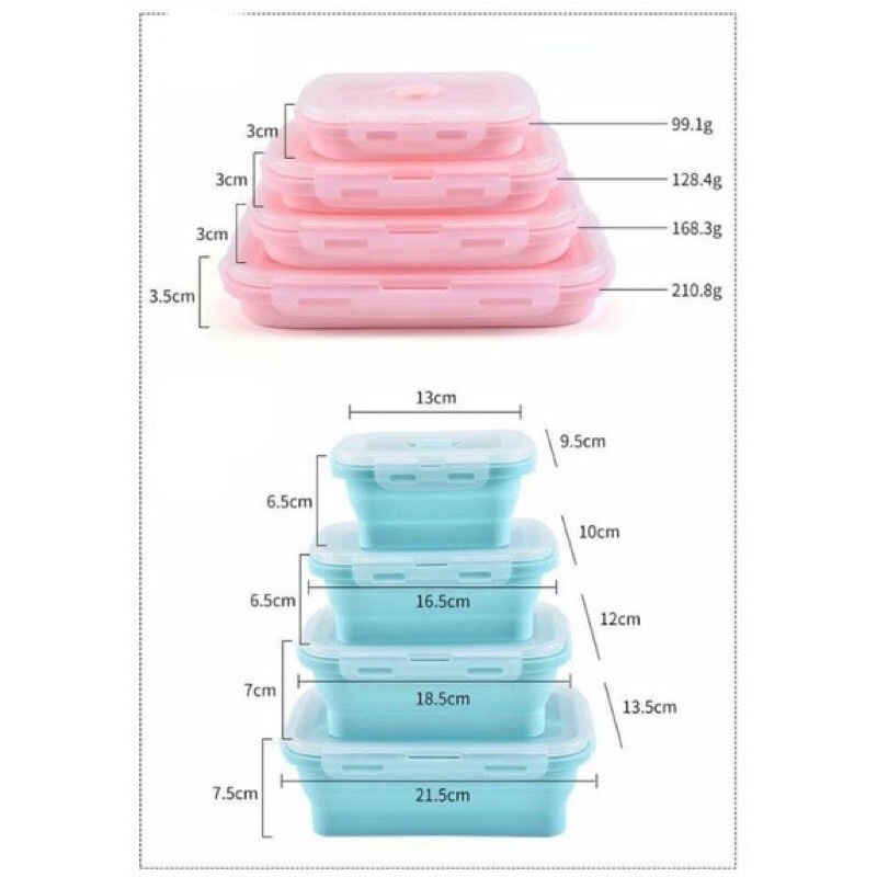 Sét 4 hộp đựng thức ăn silicone gấp gọn