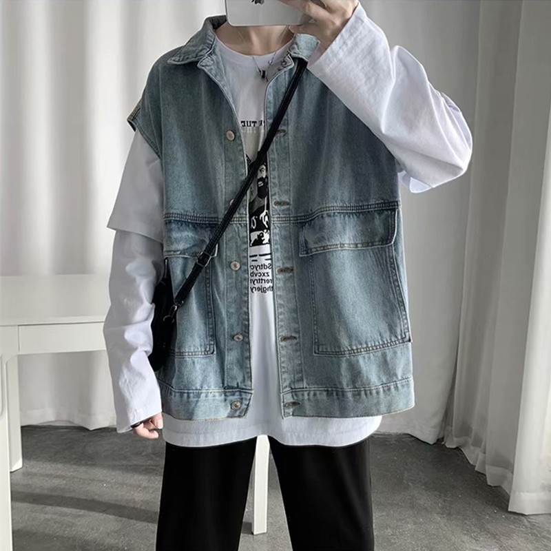 Áo Khoác Denim Sát Nách Form Rộng Thời Trang Dành Cho Nam | BigBuy360 - bigbuy360.vn