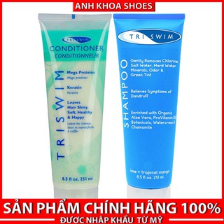 Combo Dầu Gội, Dầu Xả TRISWIM 251ml Loại Bỏ Clo, Mùi Clo Và Nước Muối