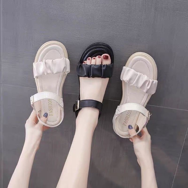 sandal quai hậu nhún nữ đi học đi chơi chất da mềm êm chân