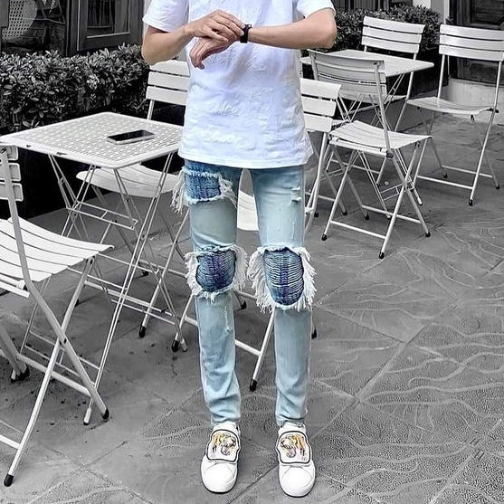 Quần jean skinny xanh ,kiểu độc lạ đẹp MAKVN