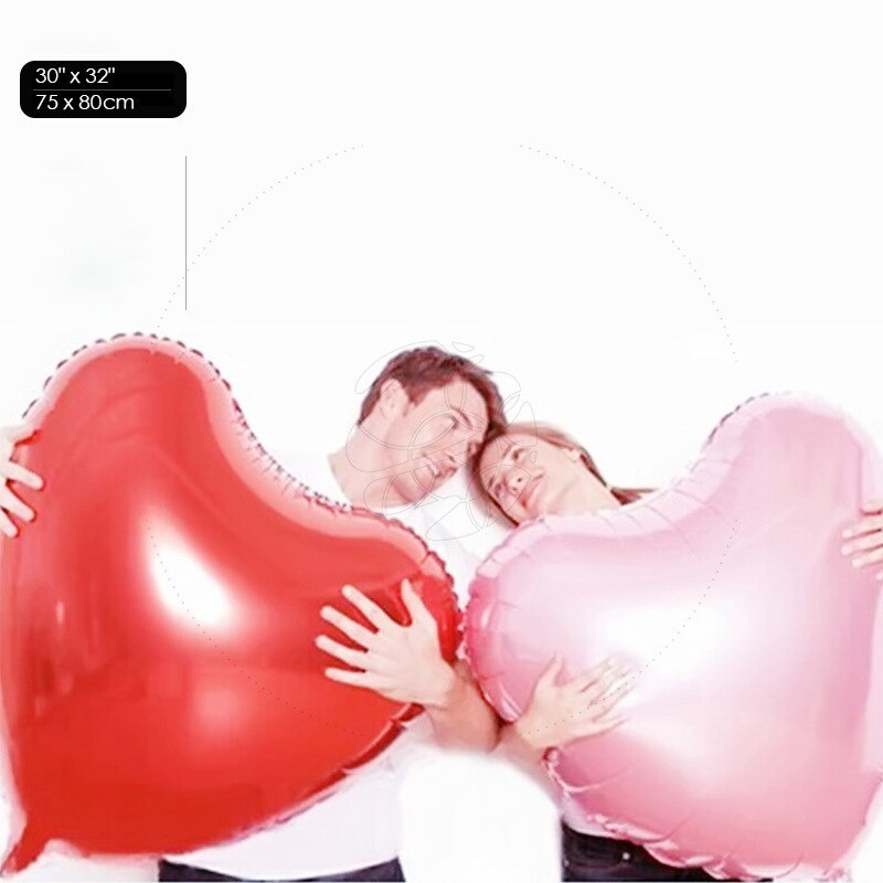 Bong Bóng Lá Nhôm Hình Trái Tim Màu Sắc Tươi Sáng Kích Thước Lớn 32 inch Trang Trí Sự Kiện