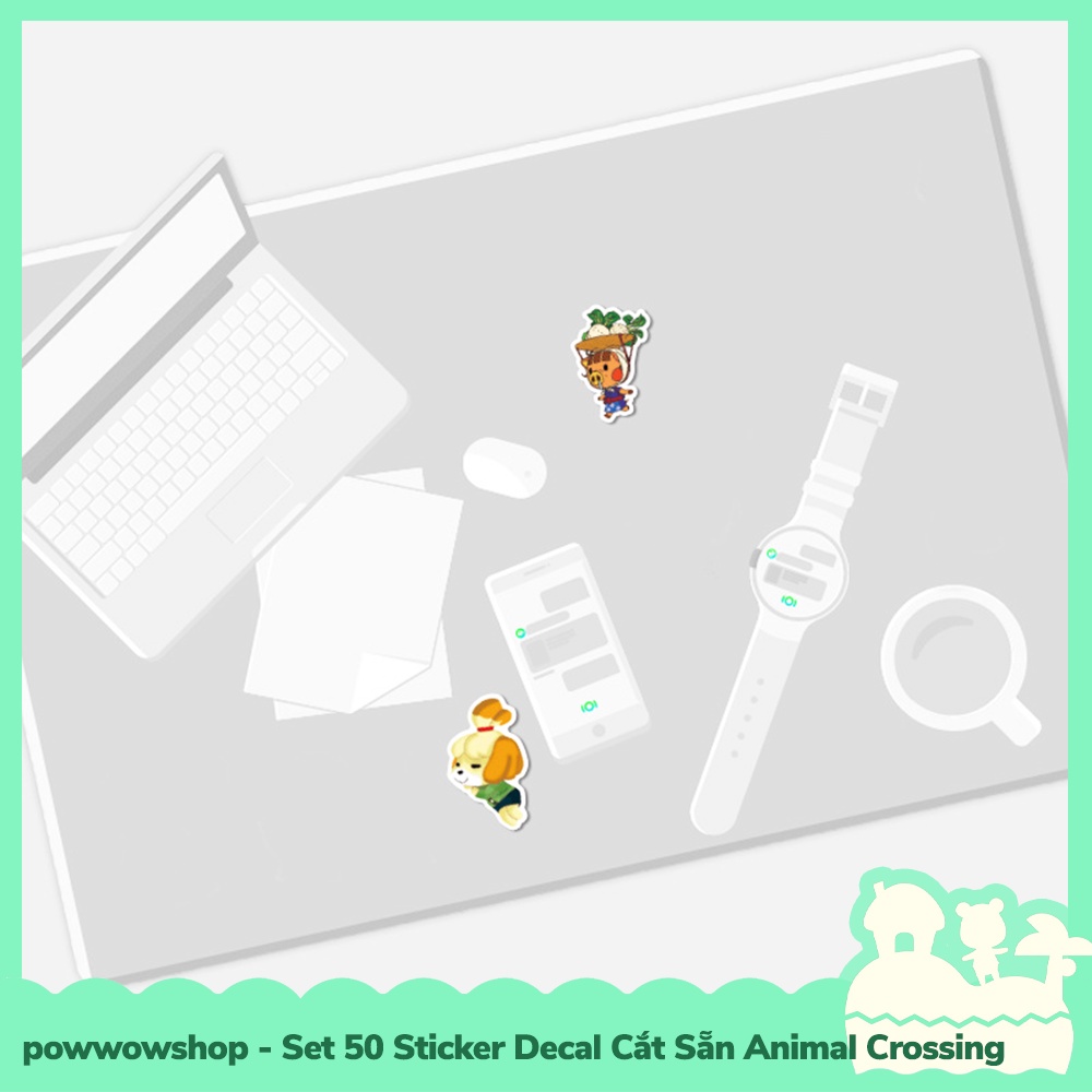 [Sẵn VN - Hỏa Tốc] Set 50 Sticker Mini Decal Dán Trang Trí Vật Dụng Mẫu Game Animal Crossing New Horizons Smile Miles