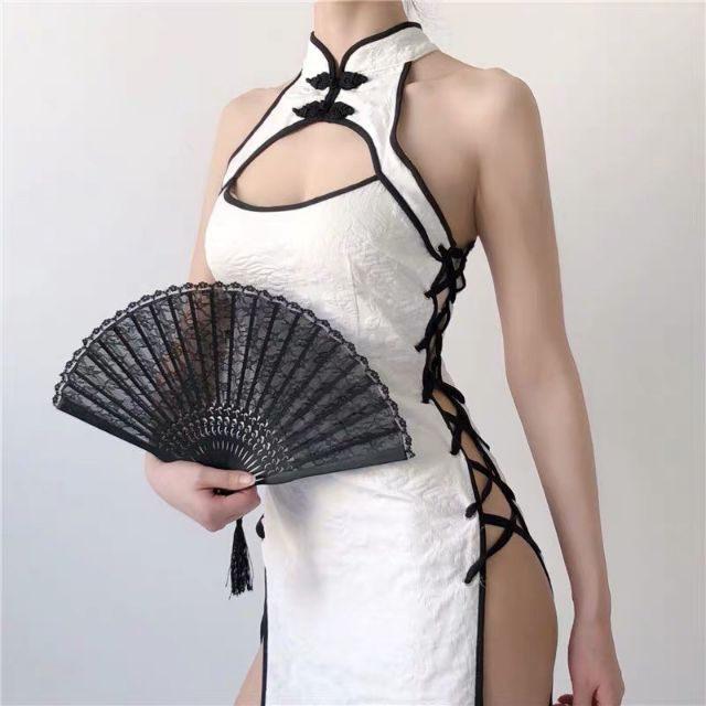 Váy ngủ cosplay sexy sườn xám Trung Hoa -  cổ trang cosplay - váy ngủ buộc dây quyến rũ gợi cảm