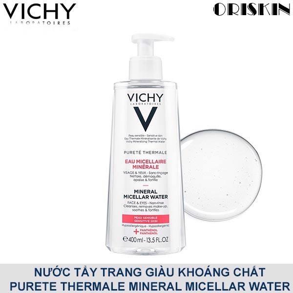 Vichy Chính Hãng- Nước Tẩy Trang Vichy Cho Da Nhạy Cảm Pureté Thermale Mineral Micellar Water 400ml