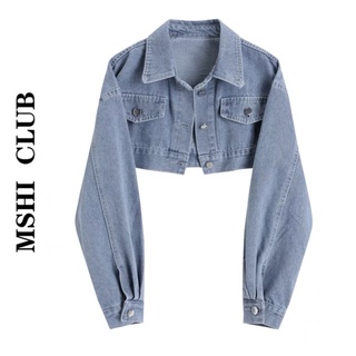 Áo khoác croptop demin jacket jean dài tay Famos