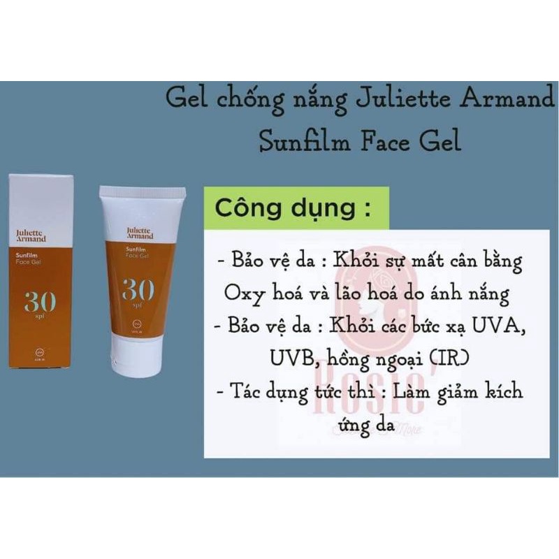 Gel tạo màng chống nắng không bết dính Juliette Armand Sunfilm Face Gel SPF30 55ml