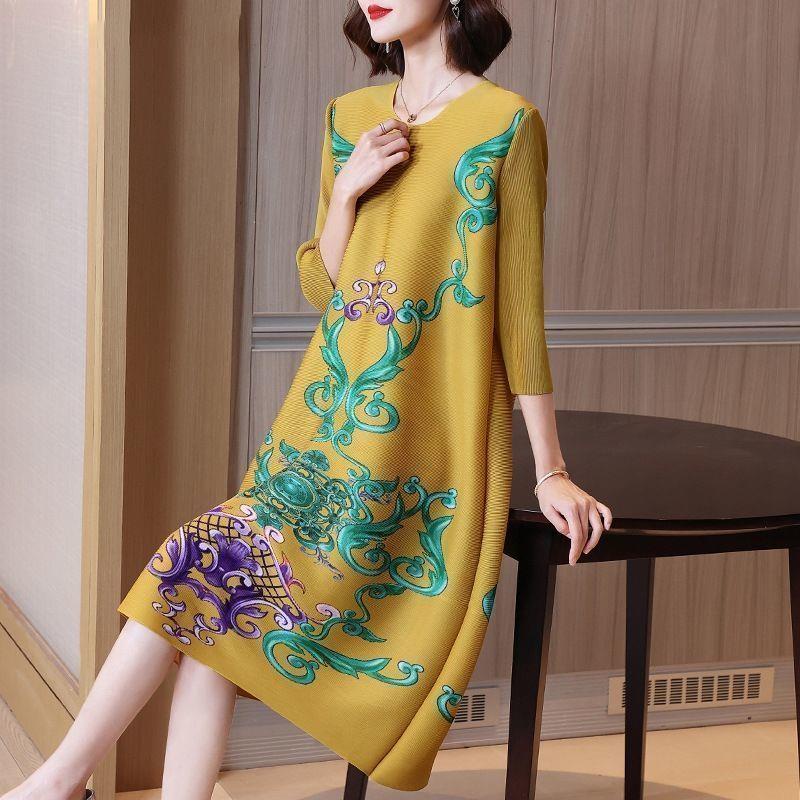 Hàng Mới Về Đầm Tay Lỡ Cổ Tròn Dáng Rộng Phong Cách Vintage Thời Trang Mùa Thu Năm 2021 Cho Nữ