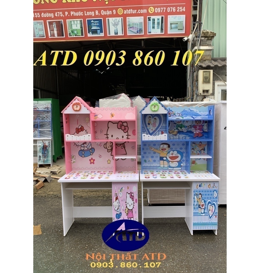 Bàn học nhựa Đài loan trẻ em in hình 3d đẹp mắt cho bé gái màu hồng bình dương tphcm