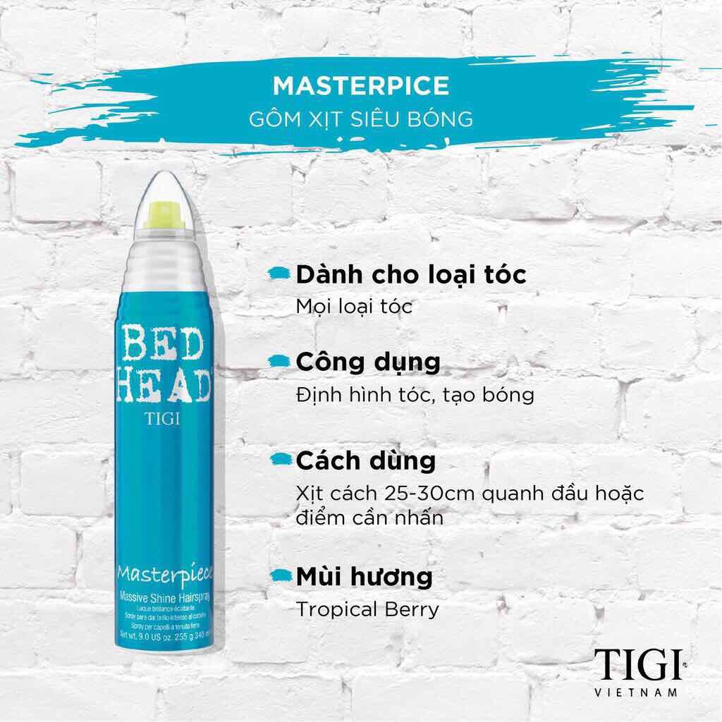 TIGI Gôm Xịt Tóc Giữ Nếp Siêu Bóng Tigi Bed Head Masterpiece 340ml