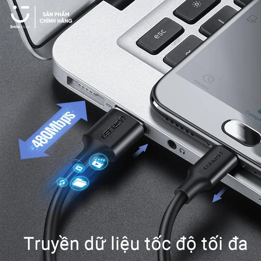 Cáp Sạc Nhanh Micro USB UGREEN - Bọc PVC Chắc Chắn, Đầu Mạ Niken, Tốc Độ 480Mbps, Tương Thích Với Các Thiết Bị Android