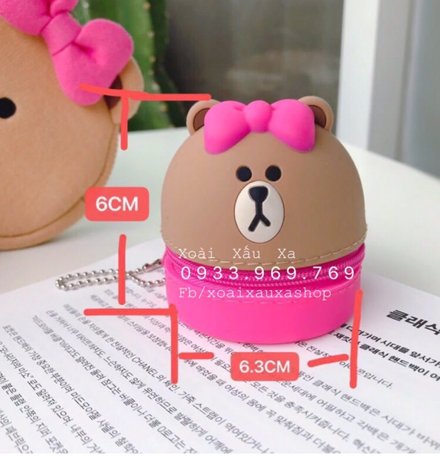 Móc khoá ví tiền dây kéo silicone nhỏ gọn hoạt hình gấu thỏ, Stitch, Sulley, Mike...