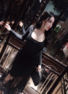 Áo cổ vuông thun giấy L1