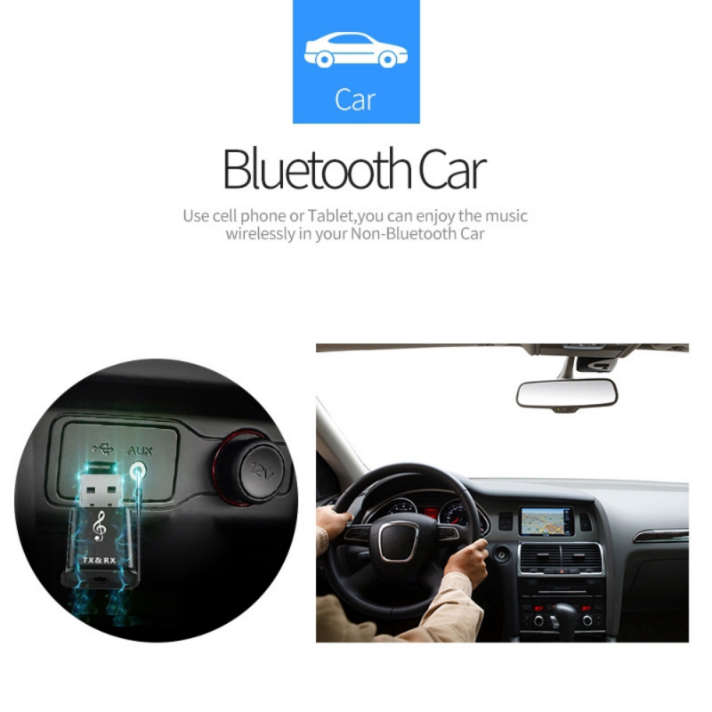 USB thu tín hiệu âm thanh Bluetooth 5.0 2 trong 1 tiện dụng cho xe hơi/ tivi/ máy tính