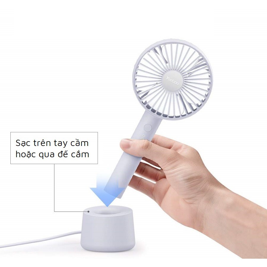 Yoobao F02 quạt tích điện mini cầm tay có đế sạc