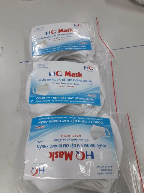 Combo 10 khẩu trang vải dệt kim kháng khuẩn HQ Mask 3 lớp