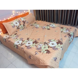 Bộ chăn hè ga gối, Drap giường 5 món mẫu HOA DÂY TRẮNG MÀU HỒNG PHẤN