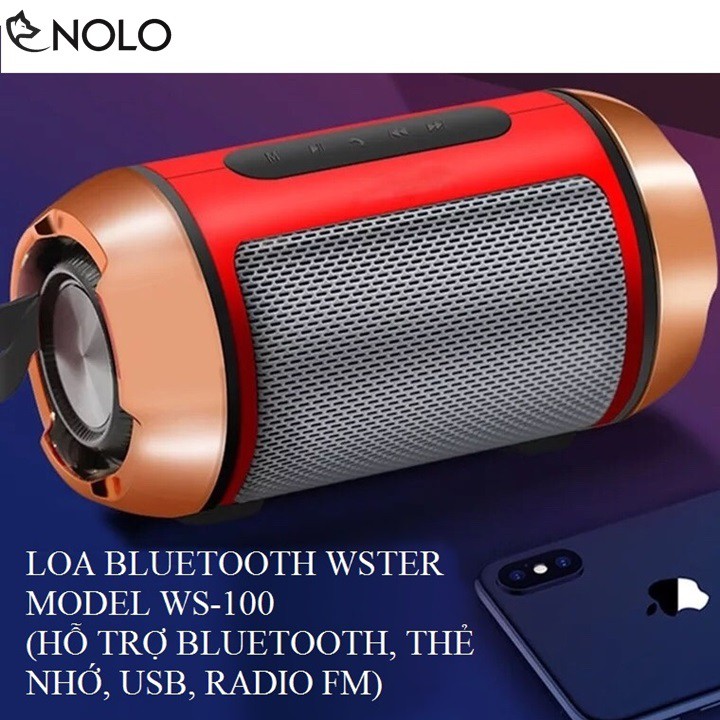 Loa Bluetooth WSTer Model WS-100 Có Hỗ Trợ Thẻ Nhớ, USB, FM Pin Trâu