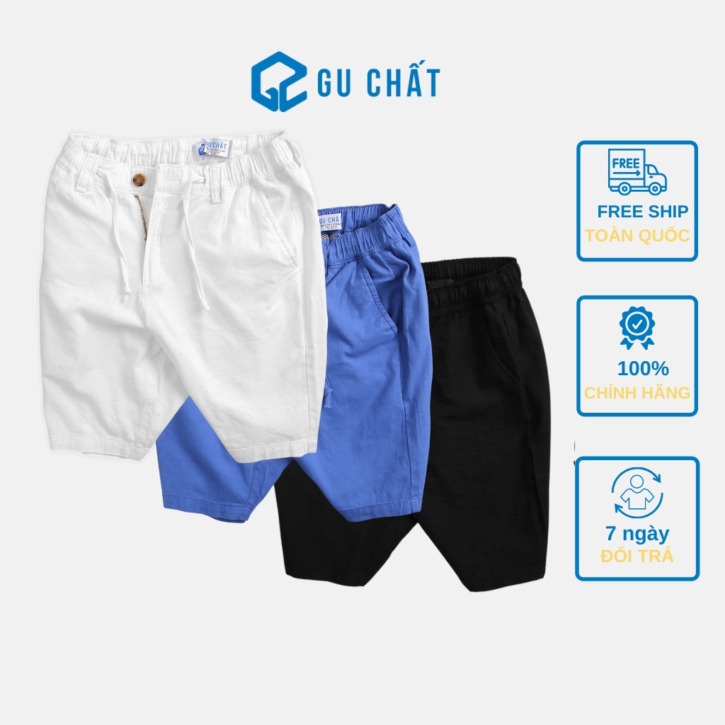 Quần Short Đũi Nam GU CHẤT Chất Vãi Đũi Cao Cấp Thoáng Mát Thấm Mồ Hôi GUQ03