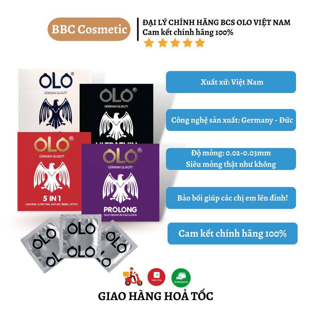 Bao Cao Su OLO Siêu Mỏng 0.02 - 0.03mm Chống Xuất Tinh Sớm Nhiều Gel Bôi Trơn Hàng Việt Nam Chất Lượng Cao