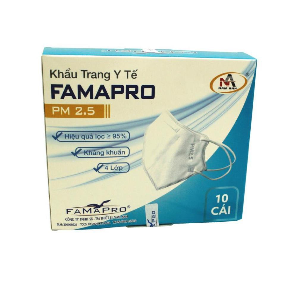 Khẩu trang FAMAPRO PM2.5, Tiêu Chuẩn Xuất Khẩu BFE ≥95% (10 Cái / Hộp - Trắng) | BigBuy360 - bigbuy360.vn