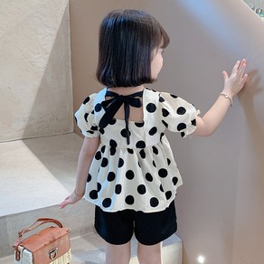 Set Áo Chấm Bi + Quần Short Cho Bé Gái