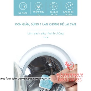 Hộp 12 viên tẩy rửa vệ sinh lồng máy giặt khử mùi máy giặt cửa trước ngang trên đứng tại nhà