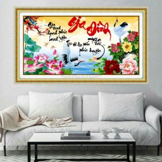 Tranh đính đá Gia Đình Hạnh Phúc Bình Yên 77x45cm LV351
