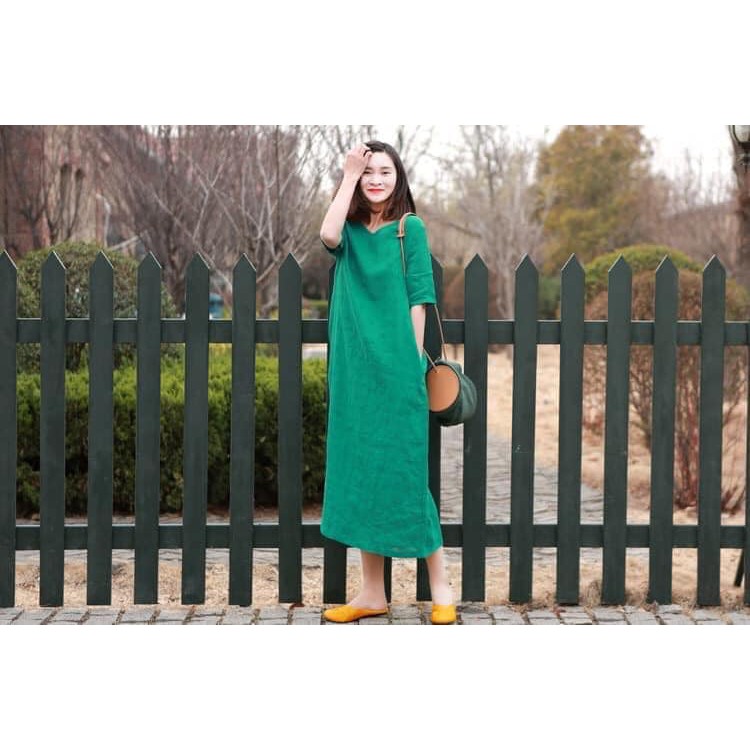 Đầm Dáng Suông Dành Cho Bầu Bí - Ngoại Cỡ Chất Liệu Linen | BigBuy360 - bigbuy360.vn