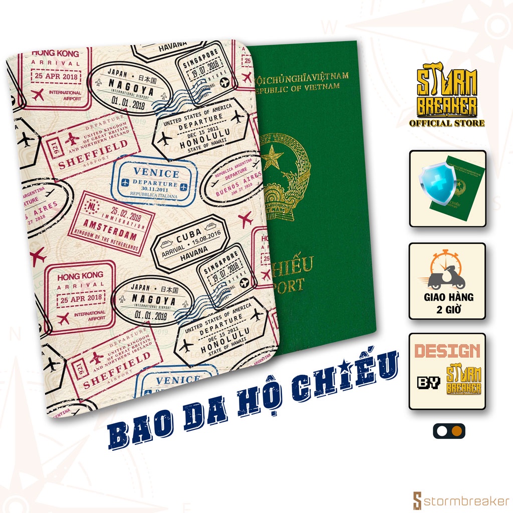 Bao Da Hộ Chiếu/Passport Du Lịch Nam - Nữ ( in tên cá nhân ) Con Dấu - PPT188 STORMBREAKER