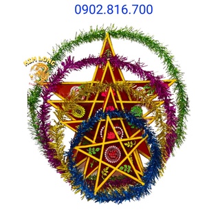 Đồ chơi lồng đèn trung thu truyền thống - Lồng đèn kiếng hình NGÔI SAO 30cm 40cm 50cm tặng 10 đèn cầy quà tặng trung thu