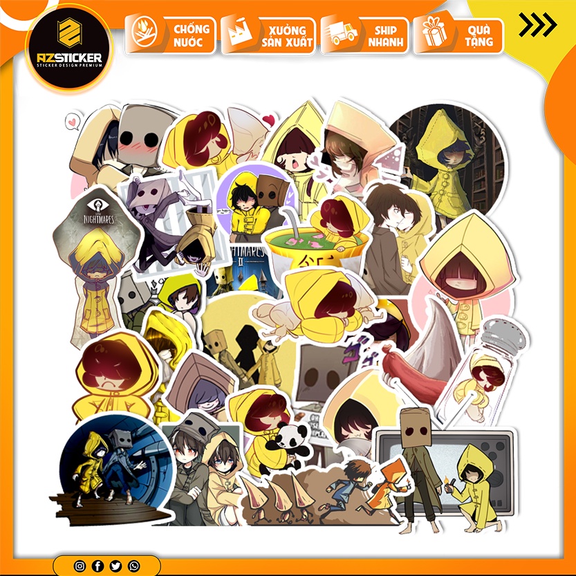 Bộ Hình Dán Little Nightmares | Sticker dán mũ bảo hiểm chống nước cắt sẵn từng hình