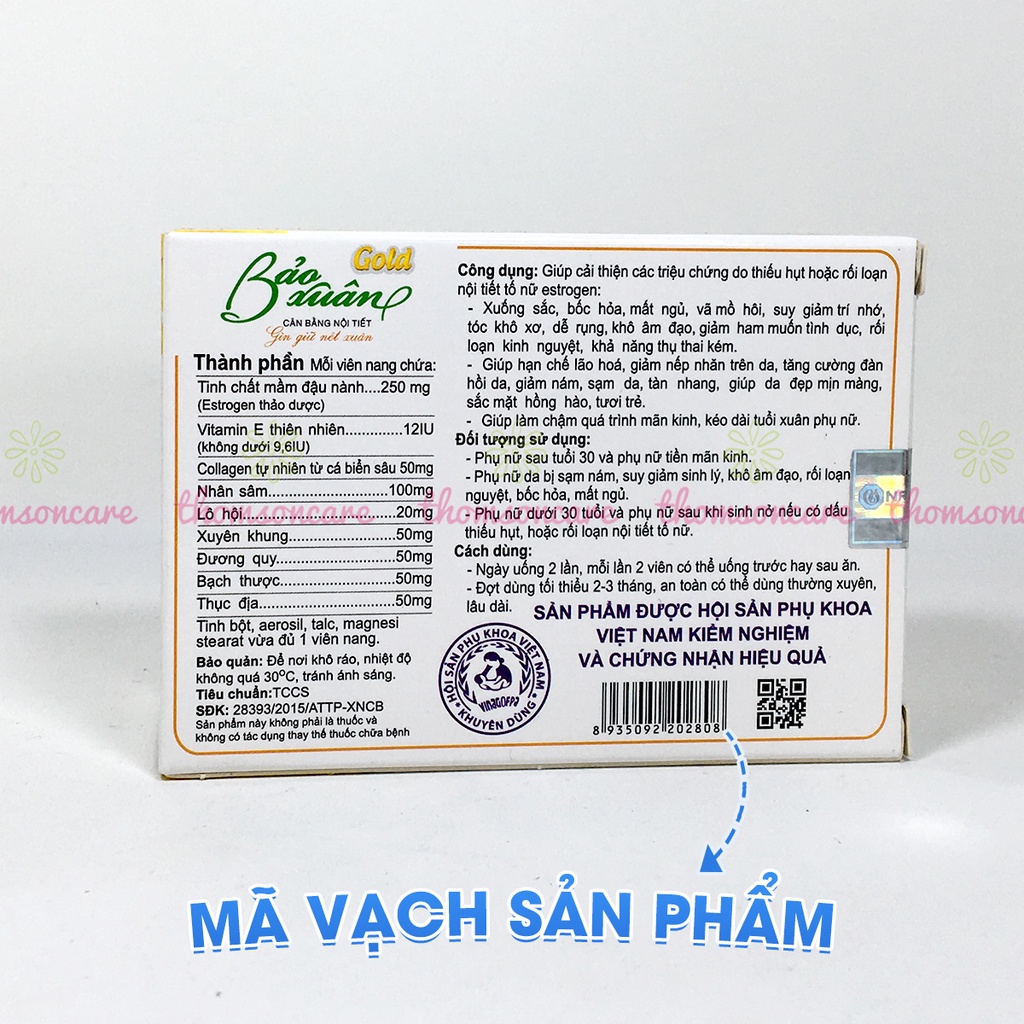 Bảo xuân Gold cho phụ nữ từ 30 - 50 tuổi, cân bằng nội tiết tố từ Vitamin E thiên nhiên và mầm đậu nành