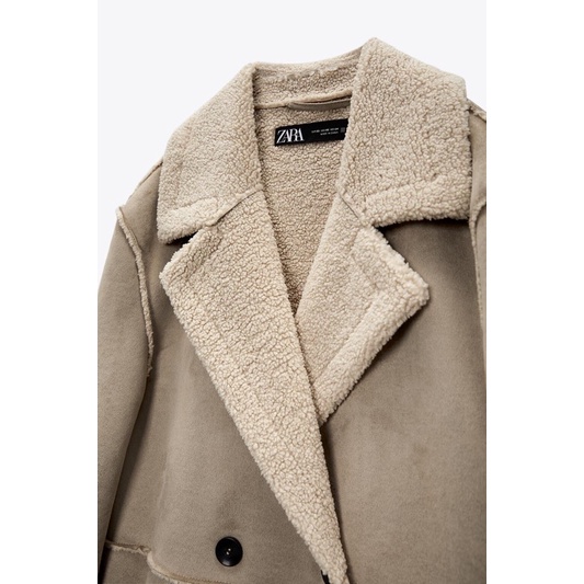 Order hàng xuất ZARA áo khoác da lộn lót lông cừu mới của nữ | BigBuy360 - bigbuy360.vn
