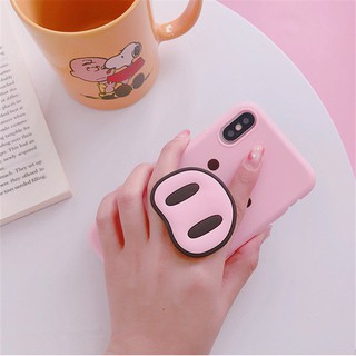 Ốp lưng chú heo kèm pop ốp iphone từ 6 đến 11 pro max tặng kèm giá đỡ đa năng b87d