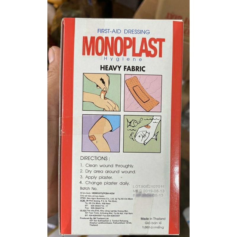 Sét 5 miếng Băng cá nhân Monoplast Thái Lan