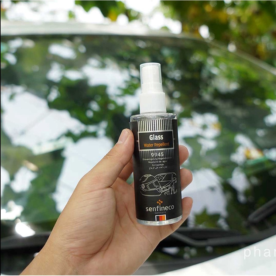 Dung dịch chống bám nước mưa trên kính ô tô, Chai xịt phủ nano kính Senfineco Glass Water Repellent 9945 - 100ml