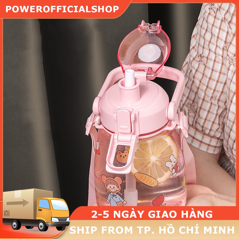 Bình nước bình giữ nhiệt bình giữ nhiệt cute có ống hút inox 304 không rỉ an toàn 1000ml