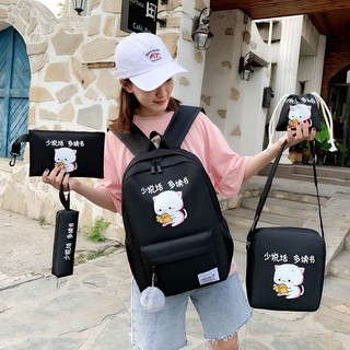 Set Balo 4 In 1 Vải Kaki Dày Dặn Có Thể Mang Đi Học, Đi Chơi