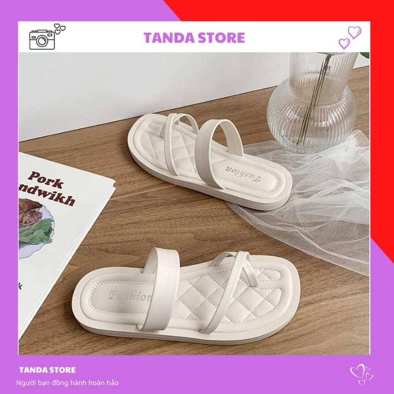 Dép nữ sandal xỏ ngón quai chéo đi biển  TANDA XN001