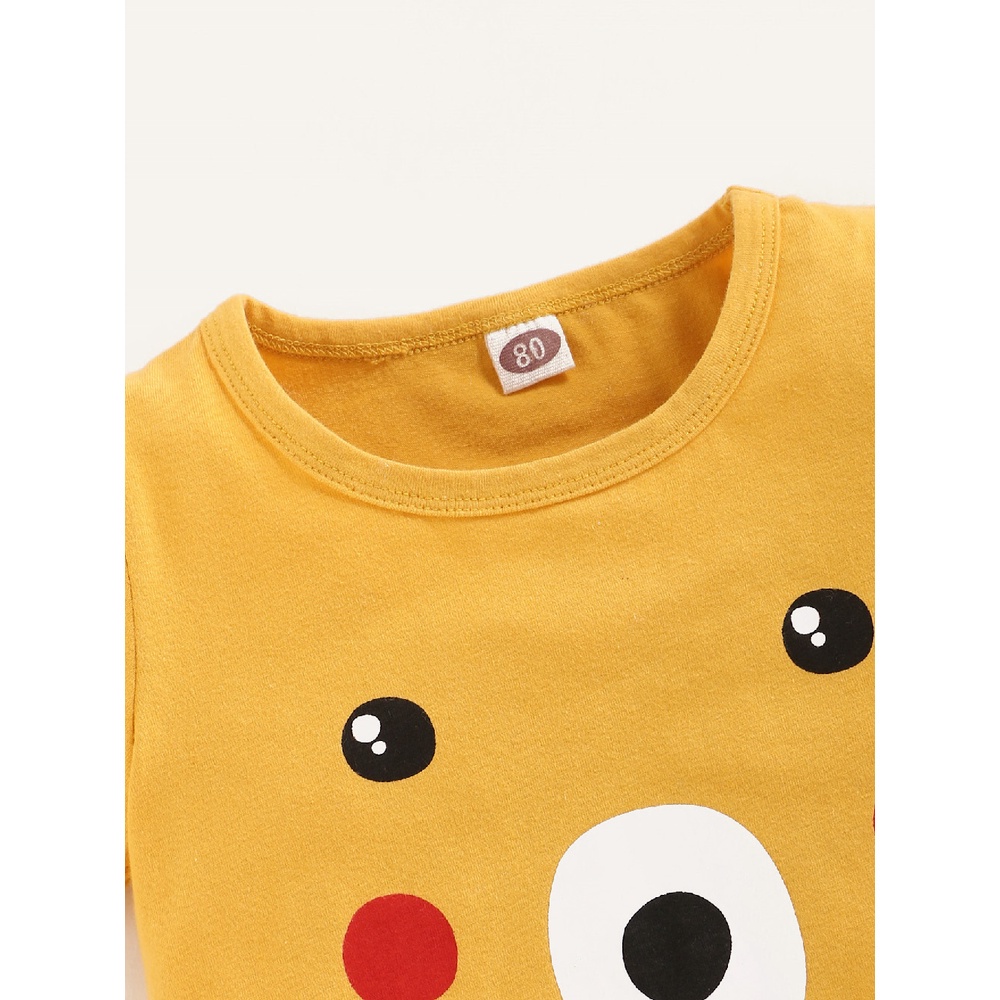 Áo liền quần Mikrdoo vải cotton ngắn tay họa tiết hoạt hình cho bé 0-24 tháng