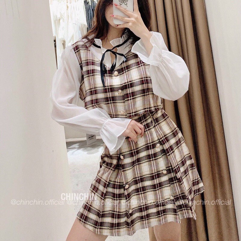 SET ÁO CROTOP PHỐI TAY VOAN+CHÂN VÁY XẾP LI TH | BigBuy360 - bigbuy360.vn