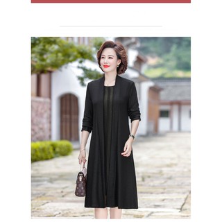 Bộ đầm trung niên dài tay cho mẹ hai mảnh